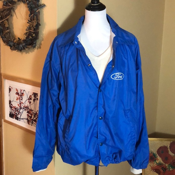 Vintage FORD MOTOR Size XL Blue Windbreaker Lined Snapfront Embroidered Logo NEW - Picture 4 of 10
